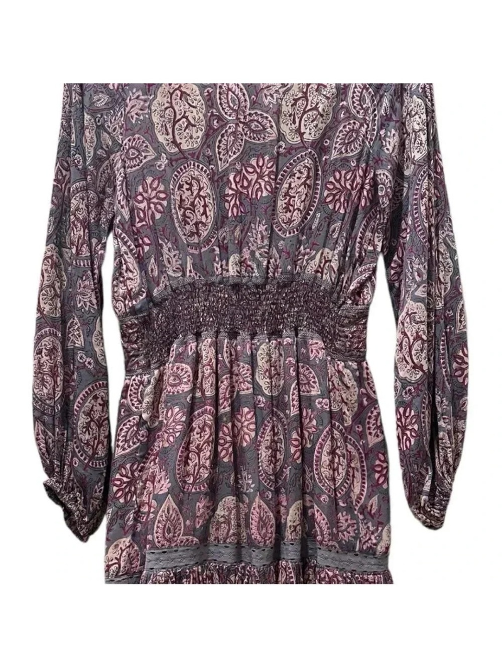 Bell by Alicia Bell "Grace" Long Sleeve Tiered Silk-Blend Midi Dress Size Small - Picture 10 of 13